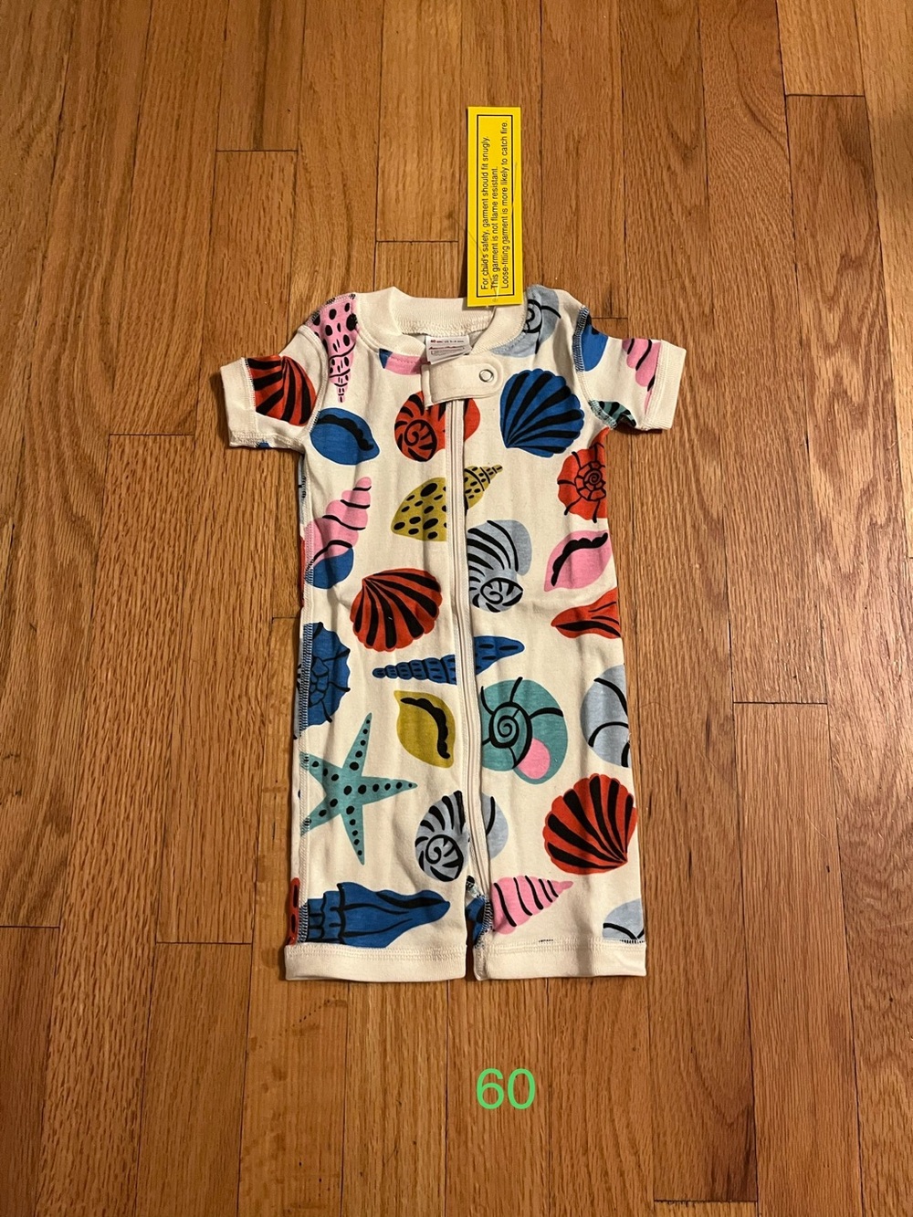 Hanna Andersson Cream Romper with Multicolor Seashell Print